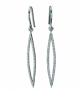 Tesaro Diamond Marquise Hoop Earrings 14kt White Gold model 121420-W