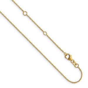 14kt yellow gold cable chain adjustable 16-18" model 1355-16+2