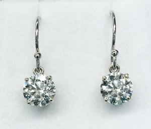 Lab diamond drop earrings 14kt white gold 2.07cttw D VVS1 model 144-1829-207