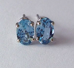 Aquamarine Earrings 6x4 0.75cttw 14kt model 144-1870-6x4-AQUA