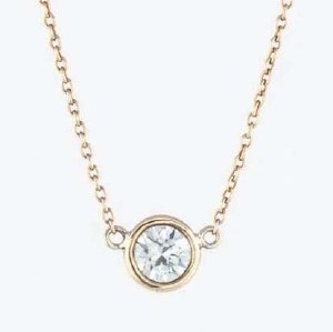 Diamond pendant full bezel 0.56 ct round brilliant cut on 18" 14kt yellow gold chain model 144-2930-056Y