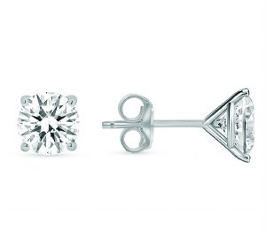Lab diamond stud earrings 14ktw gold 3.02cttw E VS1 model 144-29762-302W