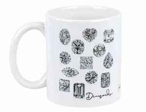 White porcelain mug with diamond shapes 11 ounces model 144-61-10304
