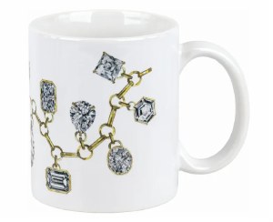White porcelain mug with diamond charm bracelet 11 ounces model 144-61-10306