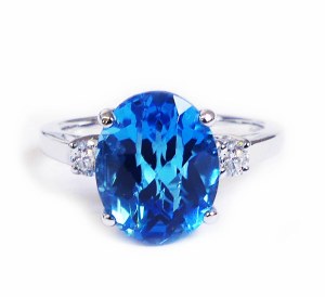 Blue Topaz Dia Ring 4.12cttw