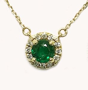 Emerald and diamond pendant 0.83 carat total weight 14kt yellow gold model 144-86978-8053