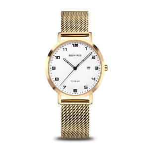 Bering Watch 34mm round gold tone titanium model 18634-334