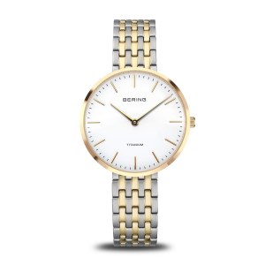 Bering Watch 34mm round gold tone model 19334-010