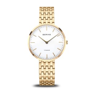 Bering Watch 34mm round gold tone model 19334-334