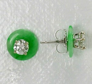 Earring Jackets Green Jade 8mm