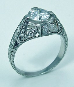 Diamond engagement ring platinum .35cttw F VS