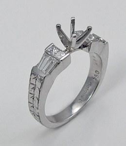 Diamond engagement ring platinum semi mount .75cttw G VS2