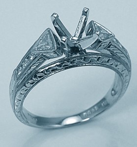 Diamond engagement ring semi mount platinum .20cttw F VS2 model 300-65687PL