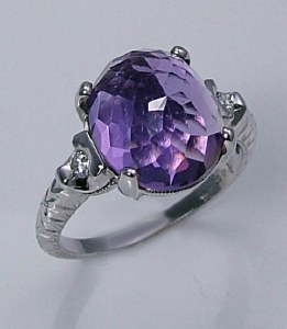 Amethyst and diamond ring 18kt white gold 5.14cttw model 315-5142