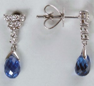 Sapphire and diamond earrings 18ktw gold 2.07cttw F VS
