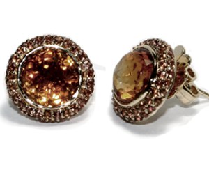 Smoky quartz earrings 7.71cttw 18kty gold