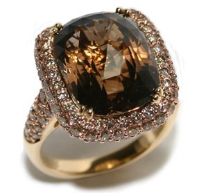 Smoky quartz and diamond 18kt yellow gold 9.72ct quartz 2.26cttw diamonds