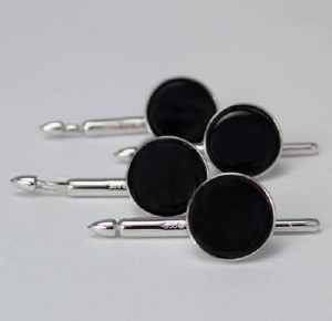Silver Onyx Tuxedo Studs