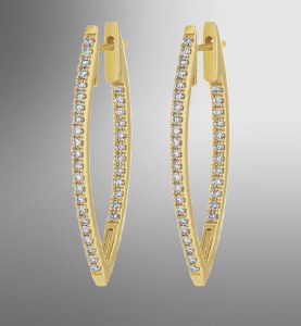 Diamond hoop earrings 1.00 carat total weight F-G model 502-EG776-1W4Y