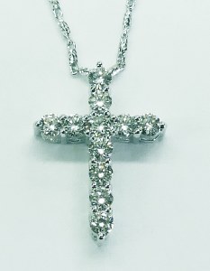 Diamond cross pendant 0.53cttw 14kt white gold model 502-PG596