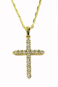 Diamond cross pendant 0.24cttw 14kt yellow gold model 502-PK056