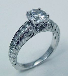 Caro 74 Engagement ring 14ktw gold platinum 0.24cttw CR393W