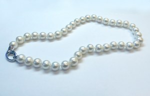 Pearl Necklace 10-11 mm round cultured pearls silver tone model F-351N