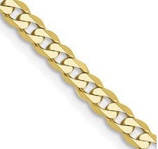 Curb Chain 14kt yellow gold 2.2mm wide 24" length model FBU060-24