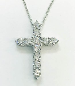 Lab diamond cross 14ktw 2.00 cttw F color VS1 clarity model LPN48OFW200