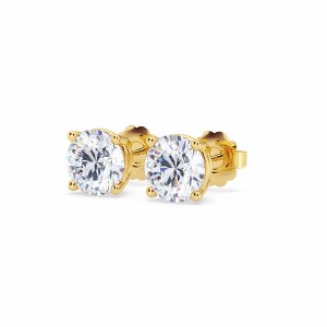 Lab diamond earrings 14kty 4 prong stud design mountings F VS model LSE02ROFY200