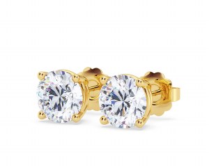 Lab diamond earrings 14kty 4 prong stud design mounting F VS model LSE02ROFY300