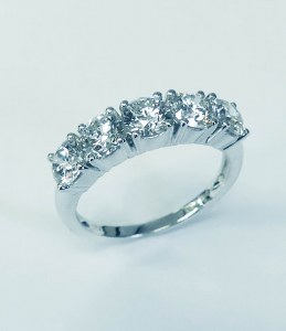 Lab diamond ring 5 stone 2.00cttw 14ktw model LW1729W14200-AF
