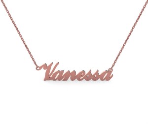 14kt rose gold nameplate  &quot;Vanessa Script&quot; for any name model NA-001P-14KTP