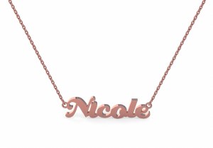 14kt rose gold nameplate &quot;Nicole Script&quot; model NA-002P-14KTP