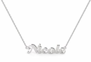 14ktw gold nameplate &quot;Nicole Script&quot; model NA002W-14KTW