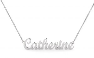 10ktw gold nameplate "Catherine Script" model NA-004W-10KTW