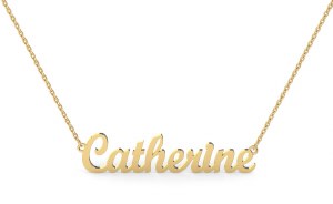 14kty gold nameplate "Catherine Script" model NA-004Y-14KTY