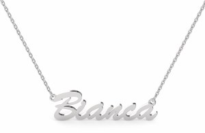 14kt white gold nameplate "Bianca Script" model NA-006W-14KTW