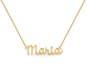 10kt yellow gold nameplate &quot;Maria Script&quot; model NA-013Y-10KTY