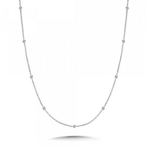 Diamond link necklace 14ktw 0.50cttw 9 diamonds model 030-NDL050-W18