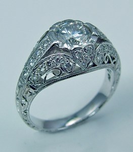 Diamond engagement ring 1.33cttw .93ct ctr F SI1 model NK5916-W