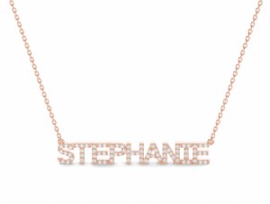 Diamond nameplate 14kt rose gold &quot;Stephanie Script&quot; model NN-014P-14KTP-I1