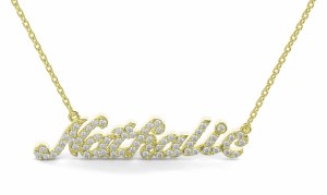 Diamond nameplate 14kt yellow gold &quot;Natalie Script&quot; model NN-015Y-14KTY-I1