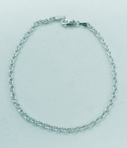 14kt white gold cable chain 3.2mm wide 8.5" length model PEN212-08