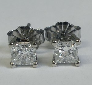 Diamond stud earrings princess cut diamonds 0.66cttw model PRER066W
