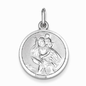 St Christopher Medal sterling silver 18mm round