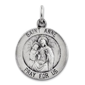 St Anne Pendant sterling silver 18mm round