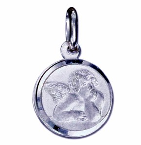 Angel charm pendant sterling silver 18mm round