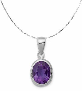 Amethyst pendant sterling silver 1.3 carat model QDX430