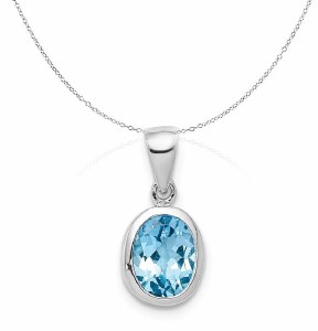 Blue topza pendant sterling silver 1.6 carat model QDX573